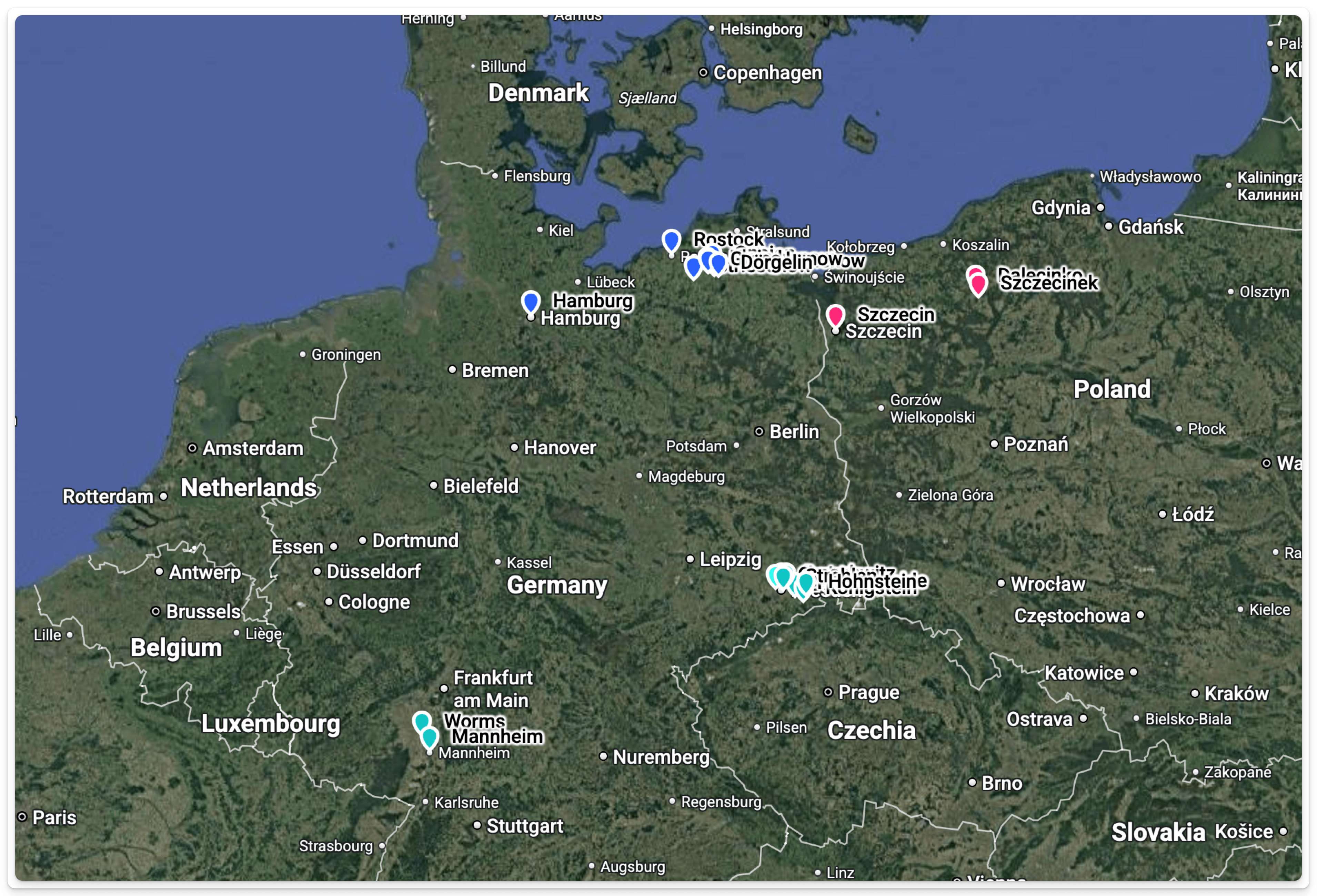 Family Map of Germany Locations